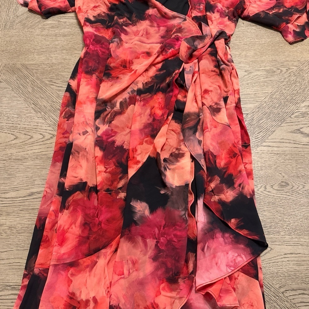 City Chic pink lily white floral strappy maxi dress XS 14 - Picture 4 of 6